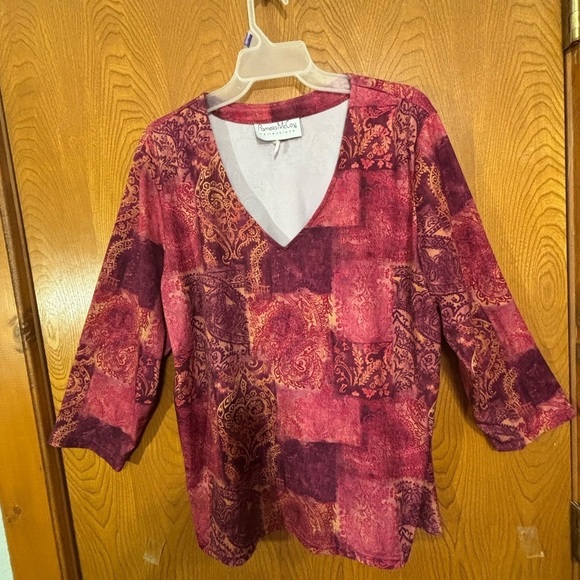 Pamela McCoy Collection Burgundy Overlay Tunic Top 2X - Picture 1 of 3